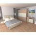 Dormitor Milano Sonoma cu Pat Tapitat Bej 140x200 cm